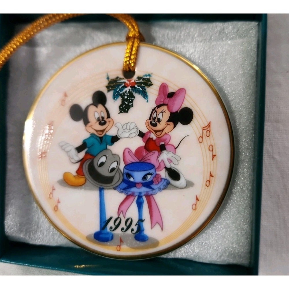 Disney Christmas 1995 Mickey Minnie Mouse Limited Edition Ceramic Ornament Boxed